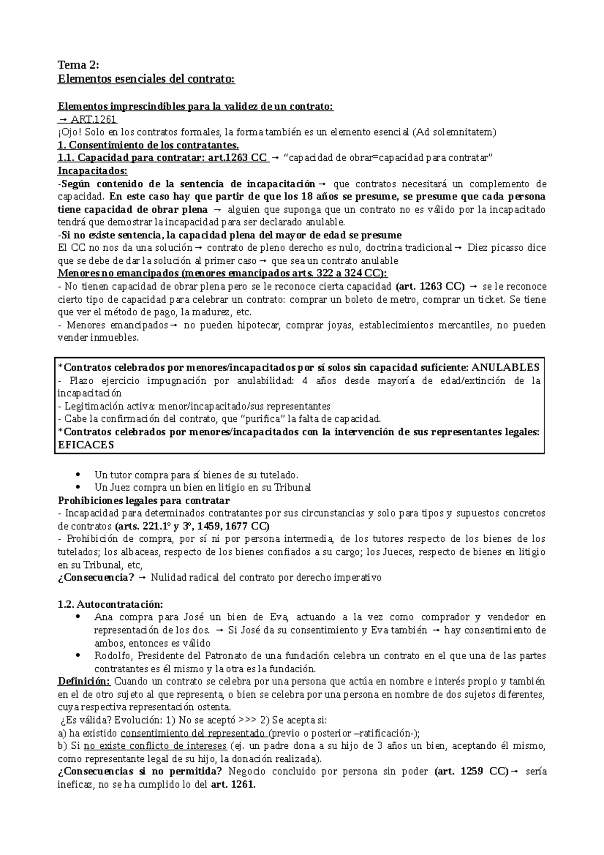 Tema 2- Elementos esenciales de un Contrato - Tema 2: Elementos ...