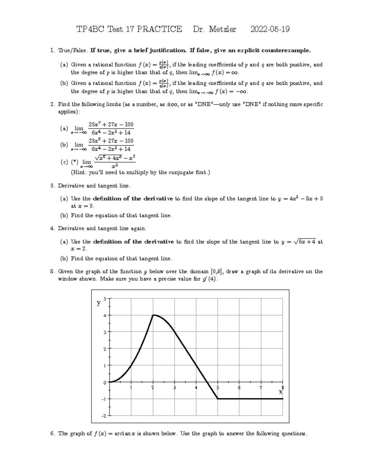 Test17-practice - Test practice - TP4BC Test 17 PRACTICE Dr. Metzler ...