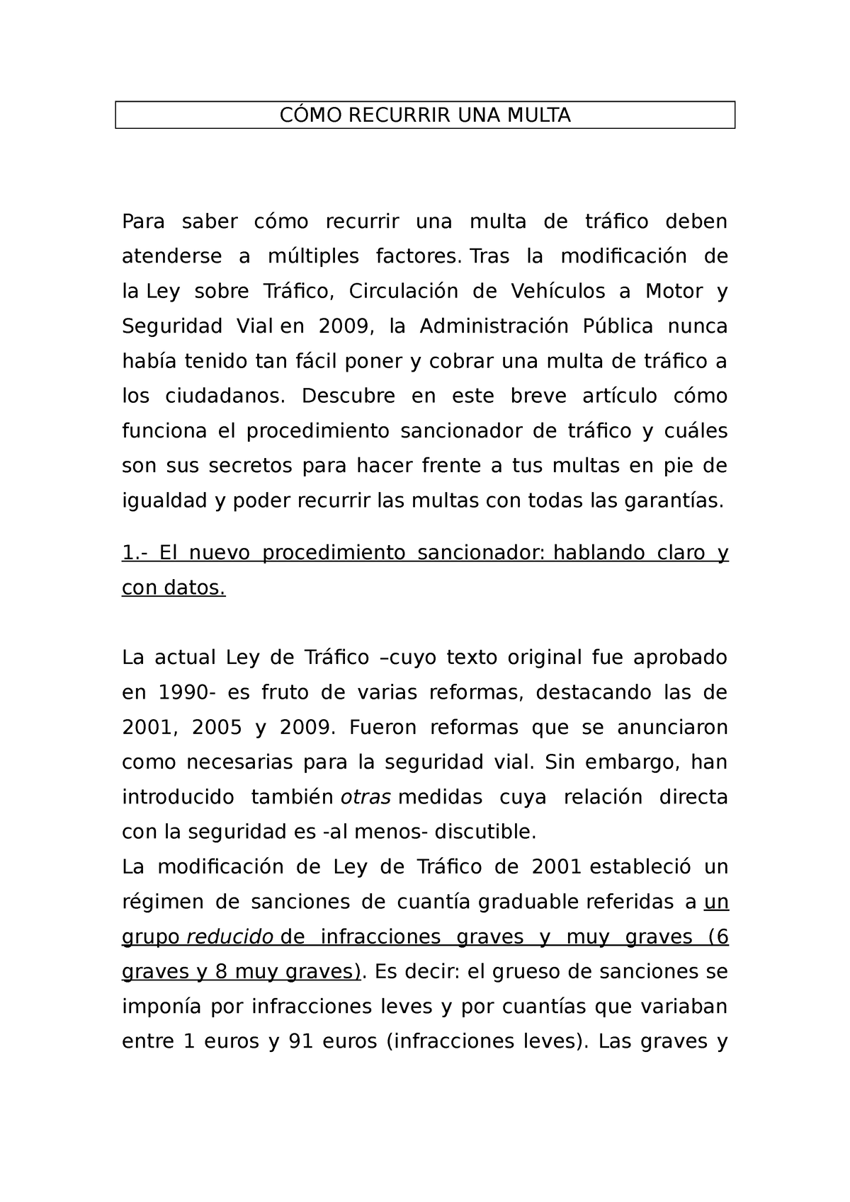 CÓMO Recurrir UNA Multa - CÓMO RECURRIR UNA MULTA Para Saber Cómo ...