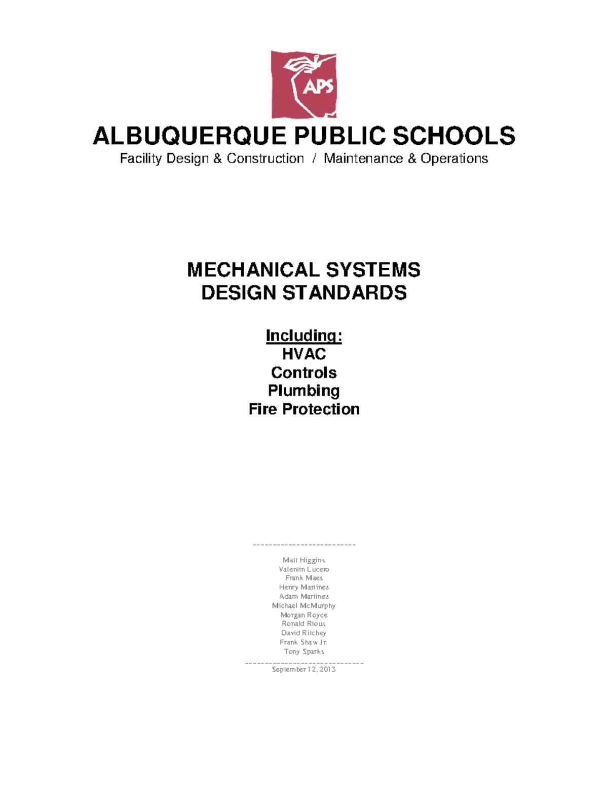 Mechanical Design Standards 9121 finala ALBUQUERQUE PUBLIC SCHOOLS