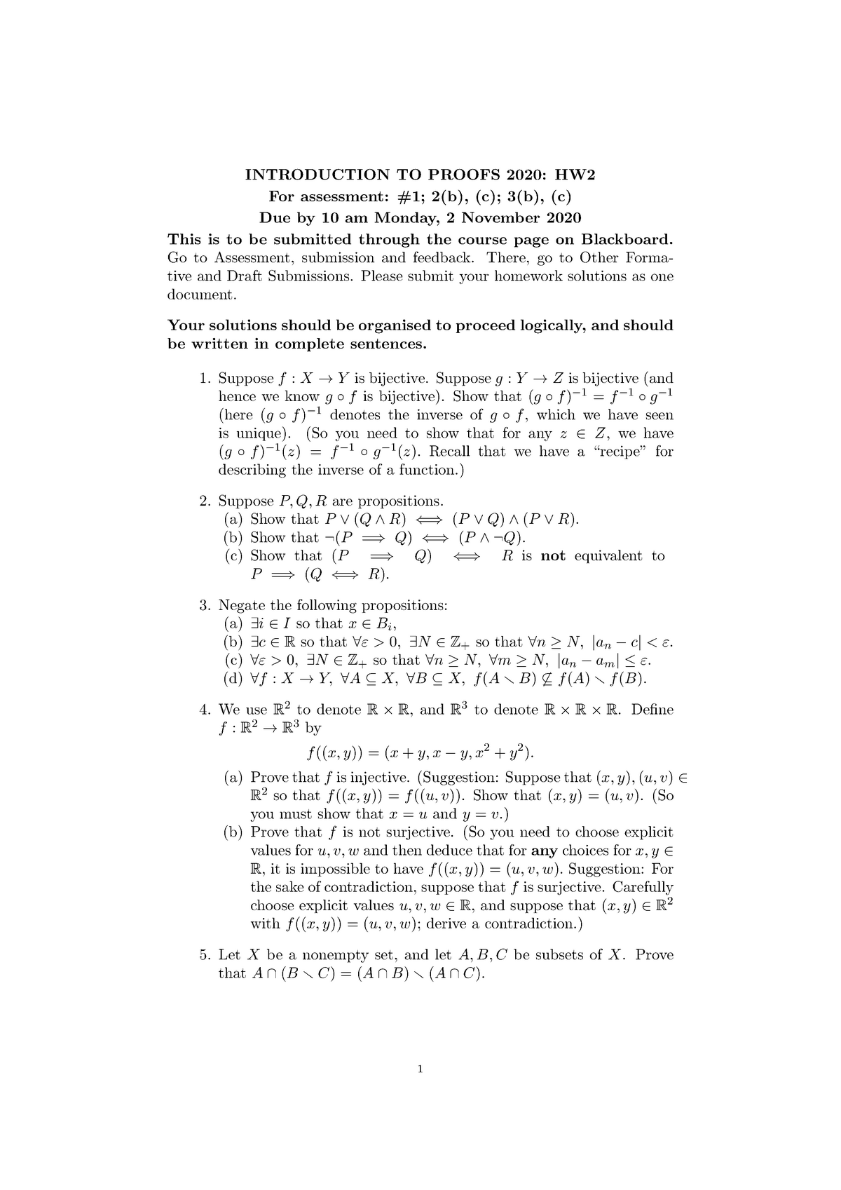 Intro To Proofs Hw 2 Math Studocu