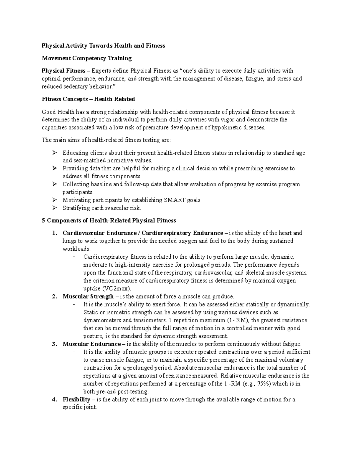 (Review 1st Q 1st Sem) PE 10 - Physical Activity Towards Health and ...
