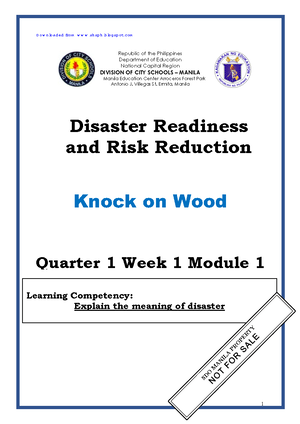 Toaz - REFERENCE - Disaster Readiness and Risk Reduction Quarter 1 ...