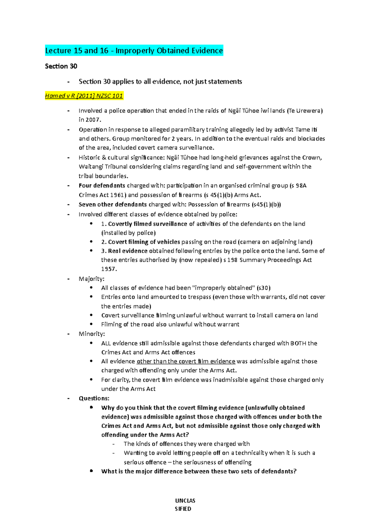 Lecture 15 and 16 Improperly Obtained Evidence Lecture 15 and 16