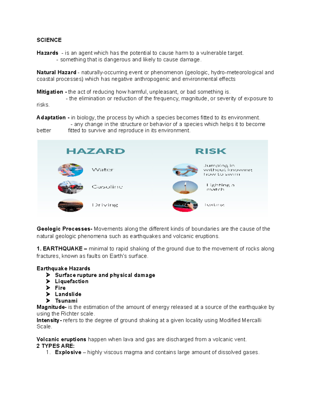 Science reviewer 1st quarter - SCIENCE Hazards - is an agent which has ...