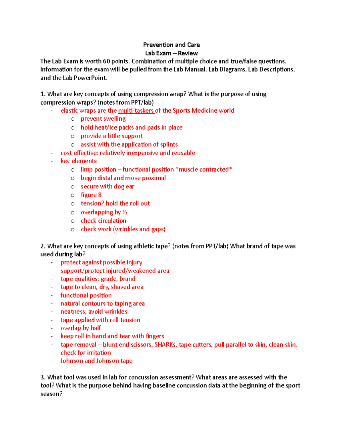 Lab Exam Review - lab exam study guide; instructor: angela brown ...