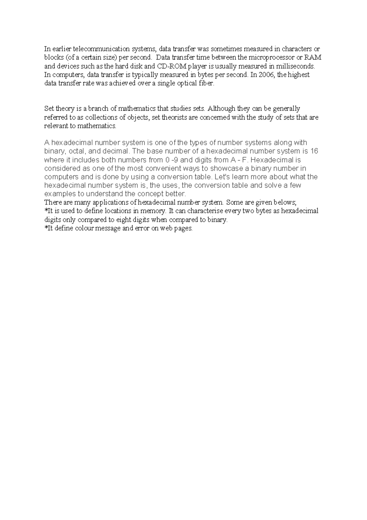 Assignment - cvdf - In earlier telecommunication systems, data transfer ...
