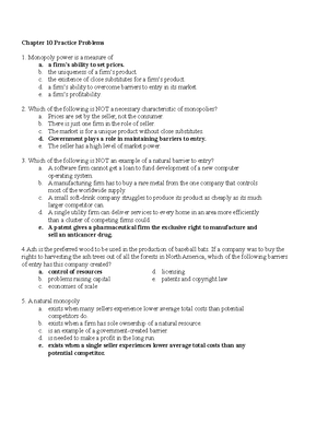 Microeconomic Chapter 1 Practice Problems & Answers - Chapter 1 ...