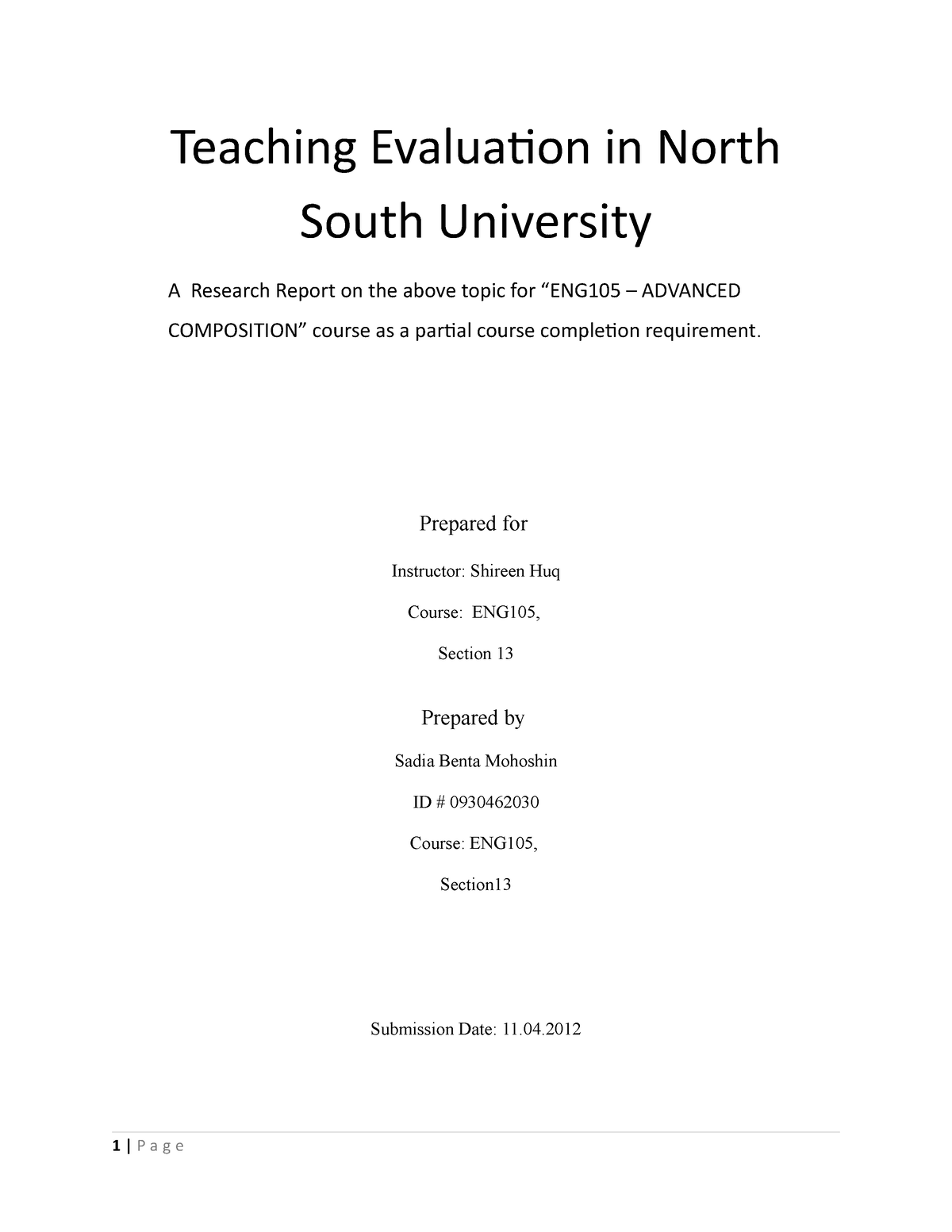 2. Teaching Evaluation in NSU Teaching Evaluation in North South