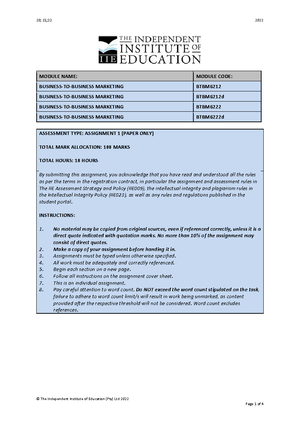 Assignment 1 (2)-1 - © The Independent Institute of Education (Pty) Ltd ...