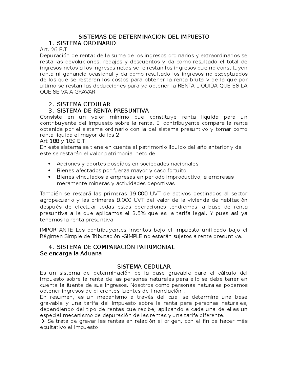 Tributario EXPO - Apuntes 12 - SISTEMAS DE DETERMINACIÓN DEL IMPUESTO 1 ...