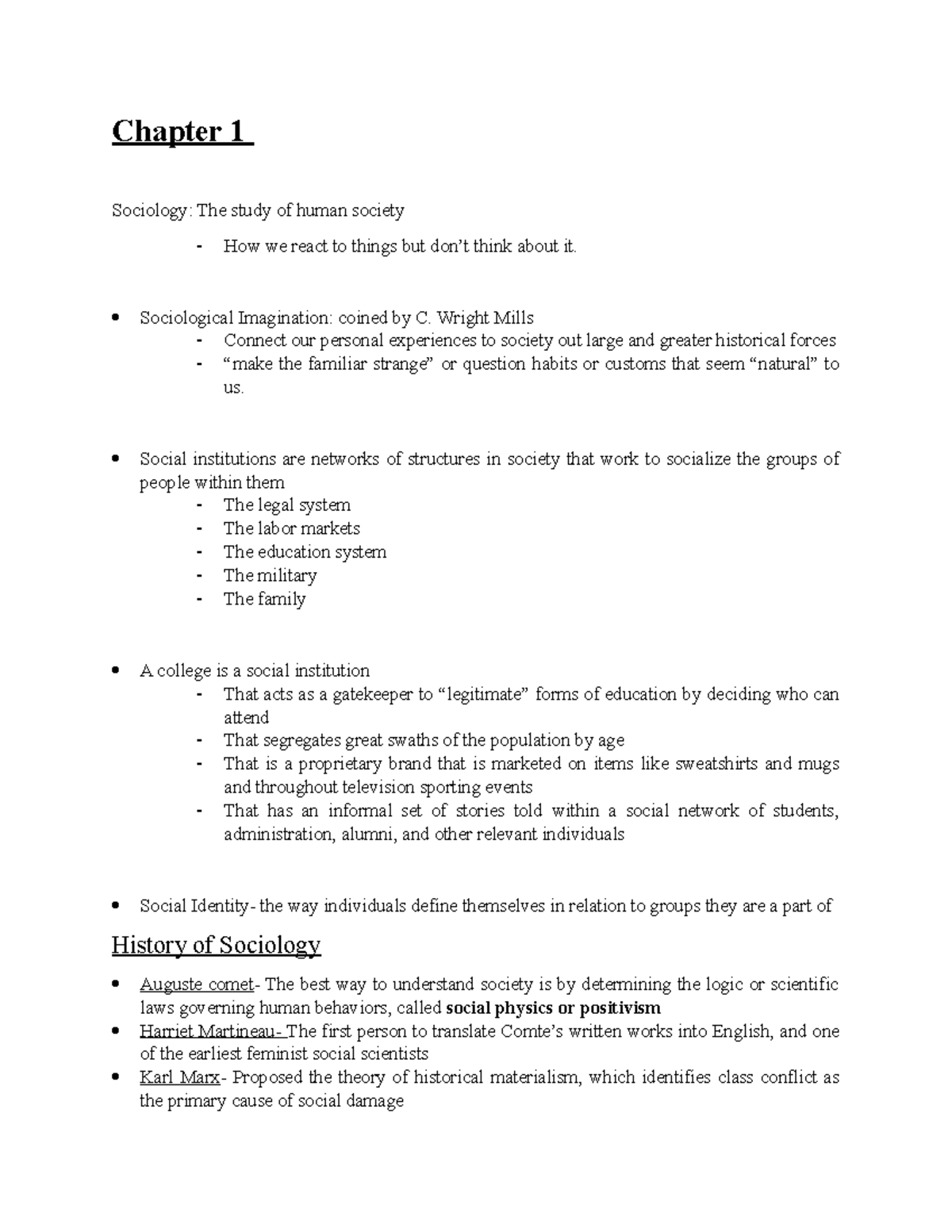 Sociology 100- spring 2018 (Revised) - Chapter 1 Sociology: The study ...