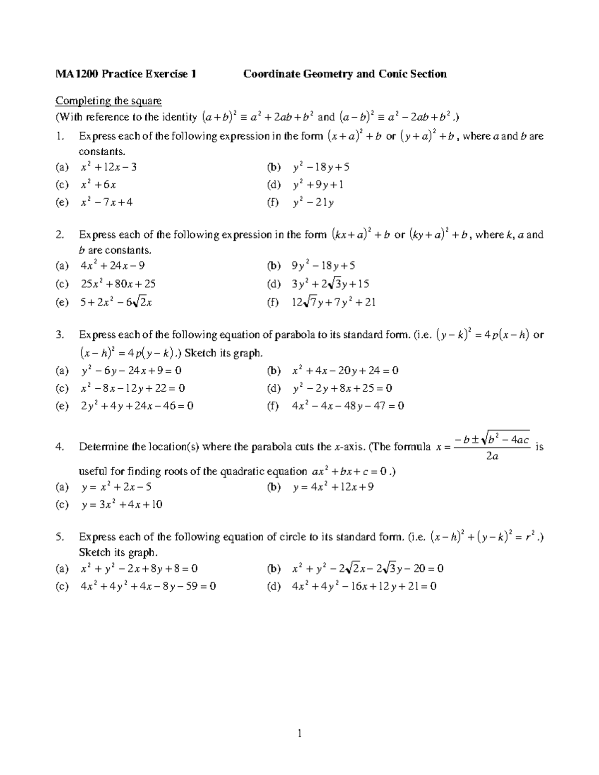 Ma10 Chapter 1 Coordinate Geometry Exercise Cityu Studocu