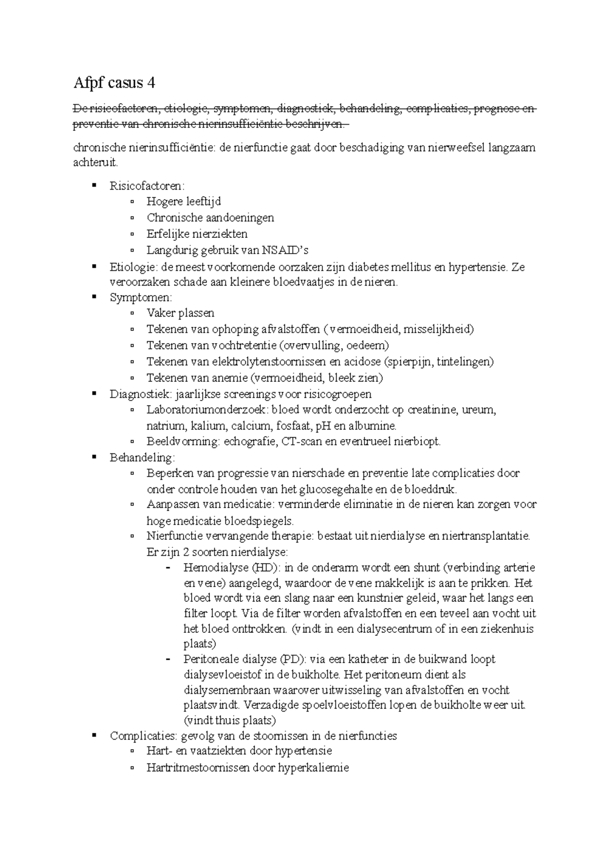 Afpf Casus 4 - Samenvatting - Afpf Casus 4 De Risicofactoren, Etiologie ...