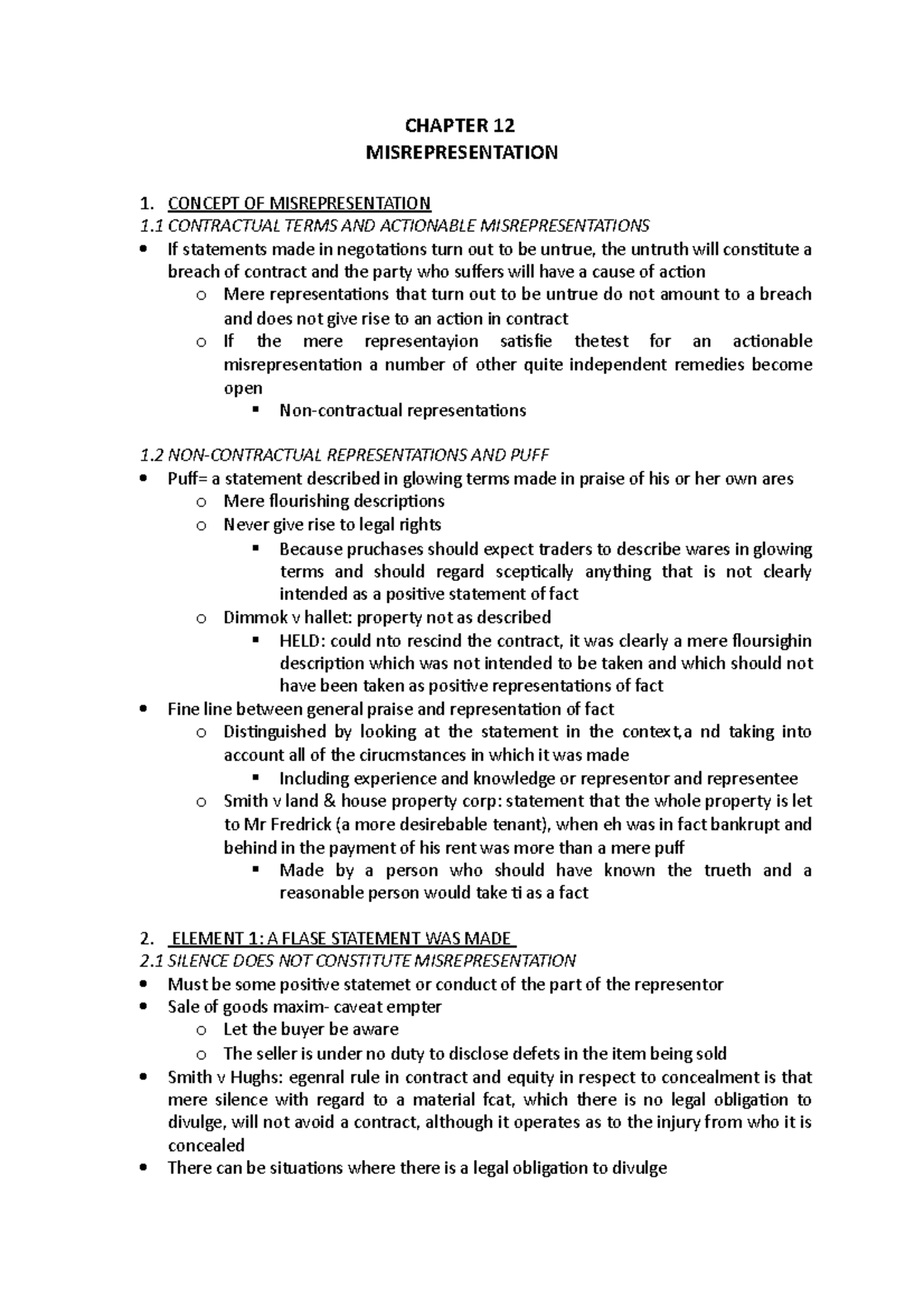 Chapter 12 - Summary Introduction to the Law of Contract - CHAPTER 12 ...