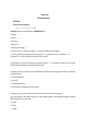 FIN534- Group-Assignment 2 - Course Code: FIN Course Name: BUSINESS ...