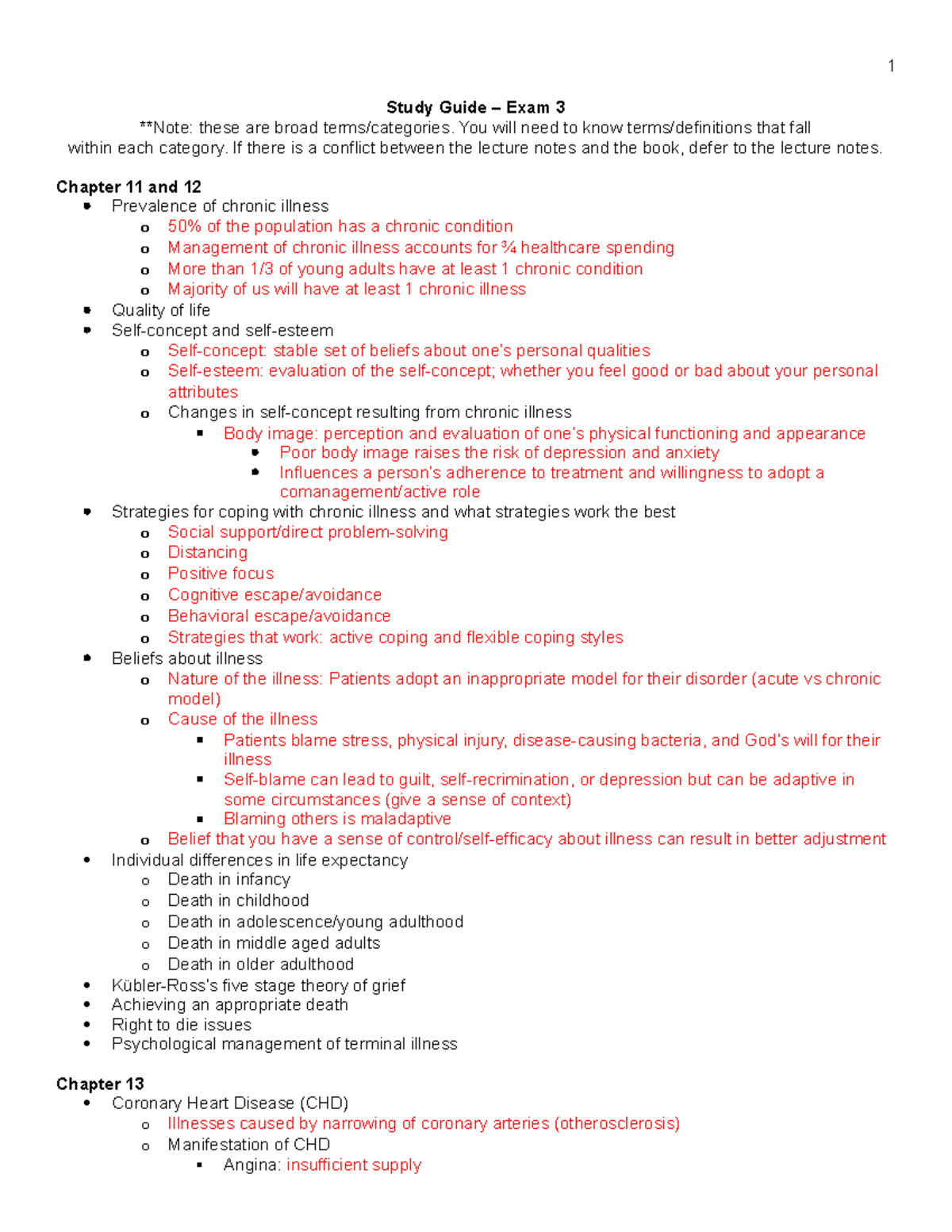 Study Guide - Exam 3 - Study Guide – Exam 3 **Note: These Are Broad ...