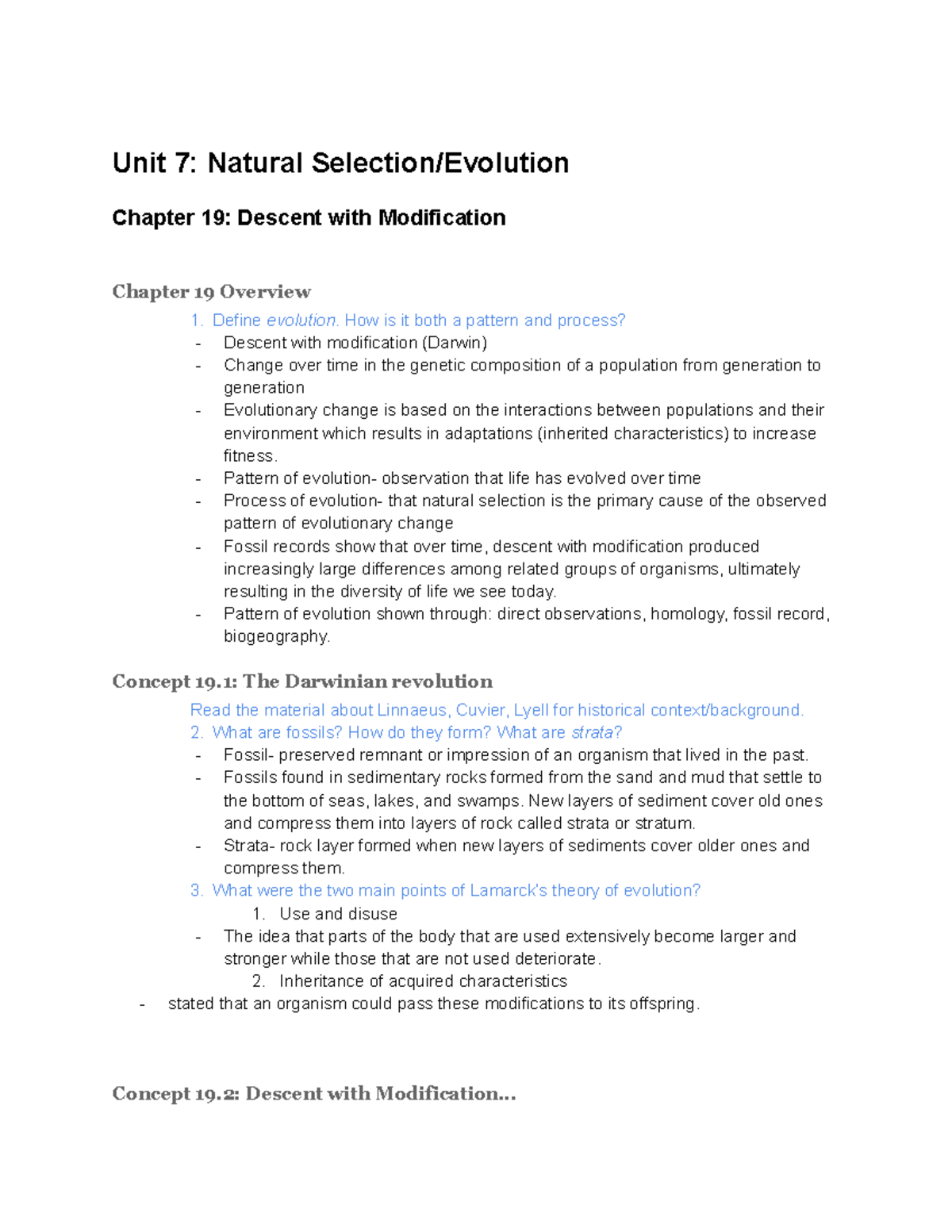 Unit 7 Natural Selection Evolution - Unit 7: Natural Selection ...