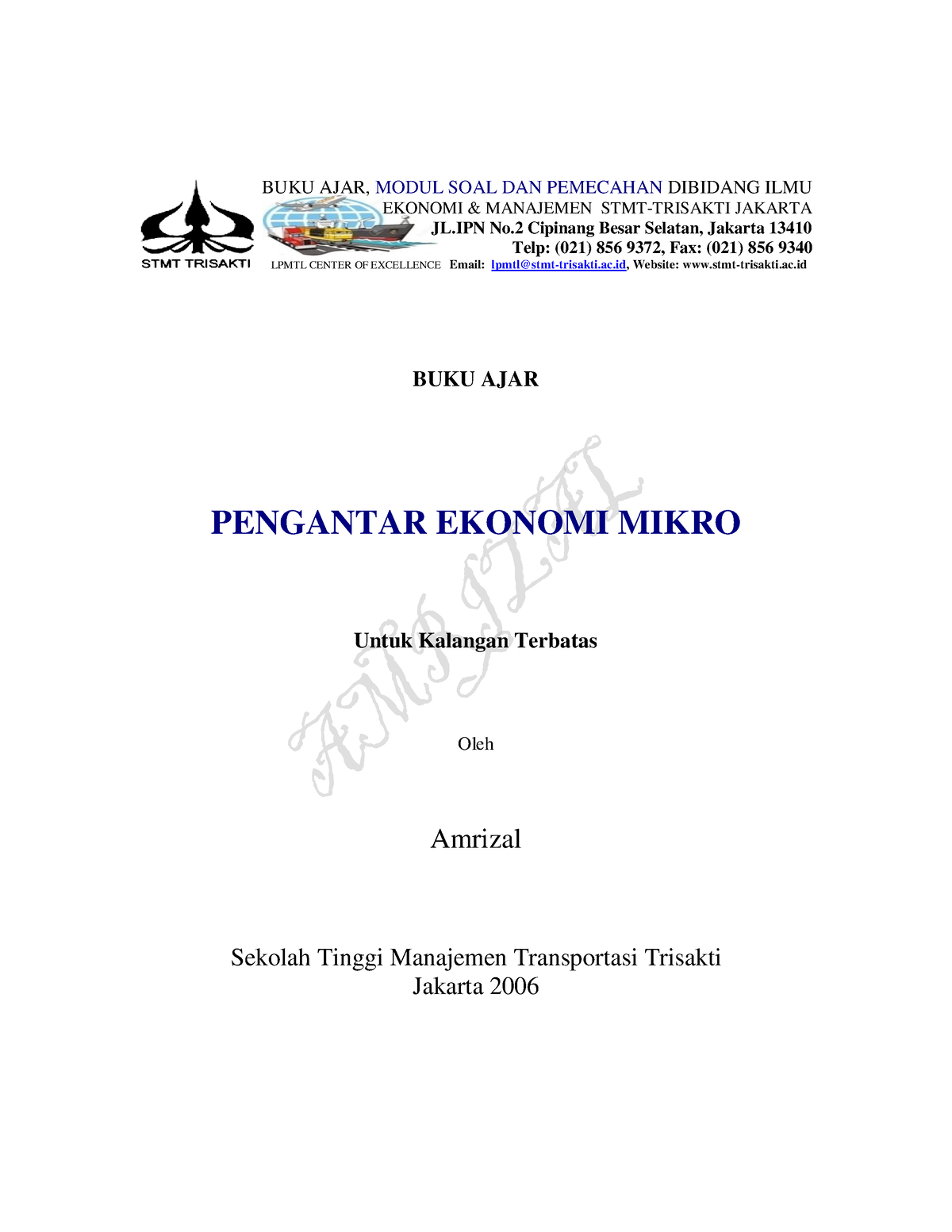 Pengantar Ekonomi Mikro-1-14 - BUKU AJAR, MODUL SOAL DAN PEMECAHAN ...