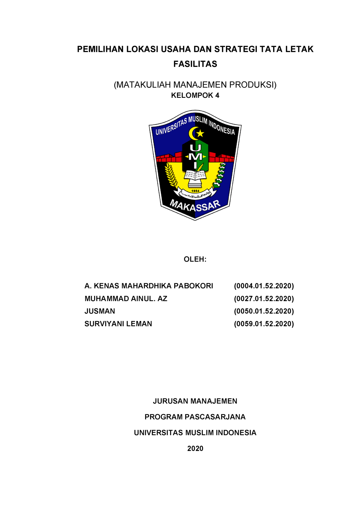 Pemilihan Lokasi Usaha DAN Strategi TATA Letak Fasilitas - PEMILIHAN ...