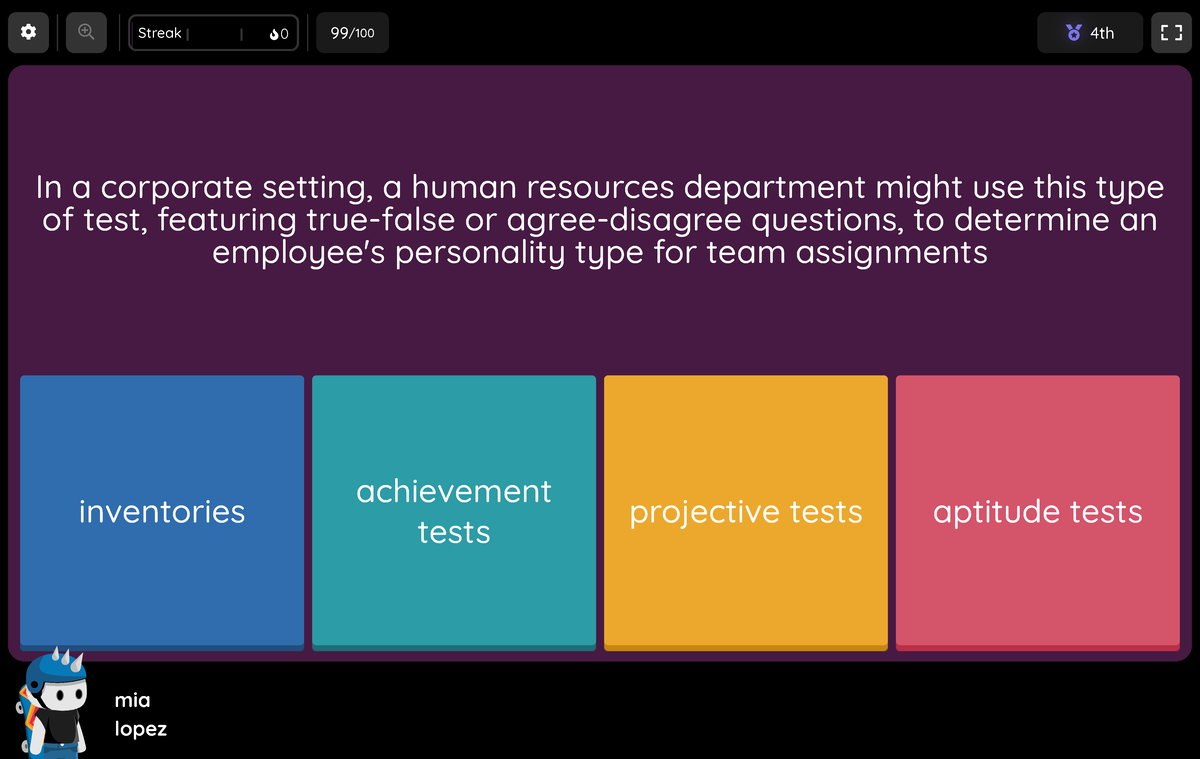 Playing a Game - Quizizz 29 - STAT 108 - In a corporate setting, a ...