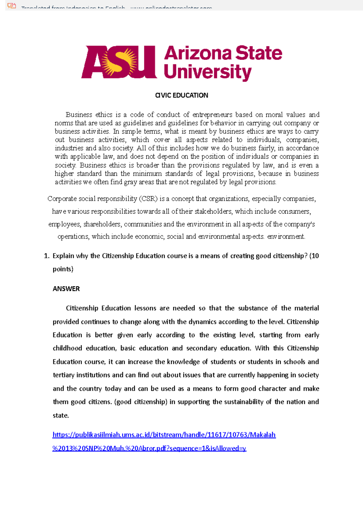 Coursework Notes 3 - MATERIAL ECONOMIC STUDY - CIVIC EDUCATION Business ...