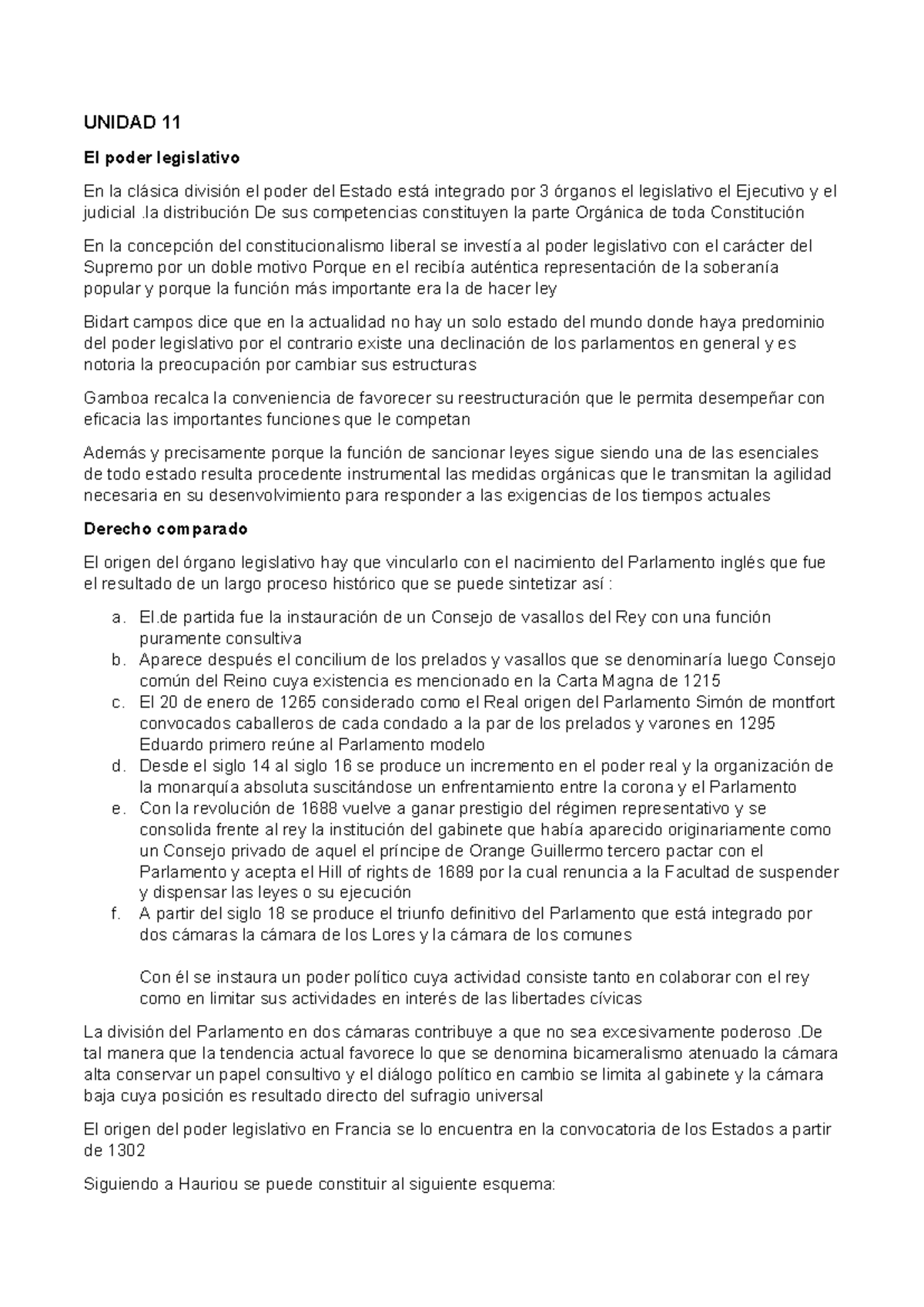 Unidad 11 - apunte de clase comple - UNIDAD 11 El poder legislativo En ...