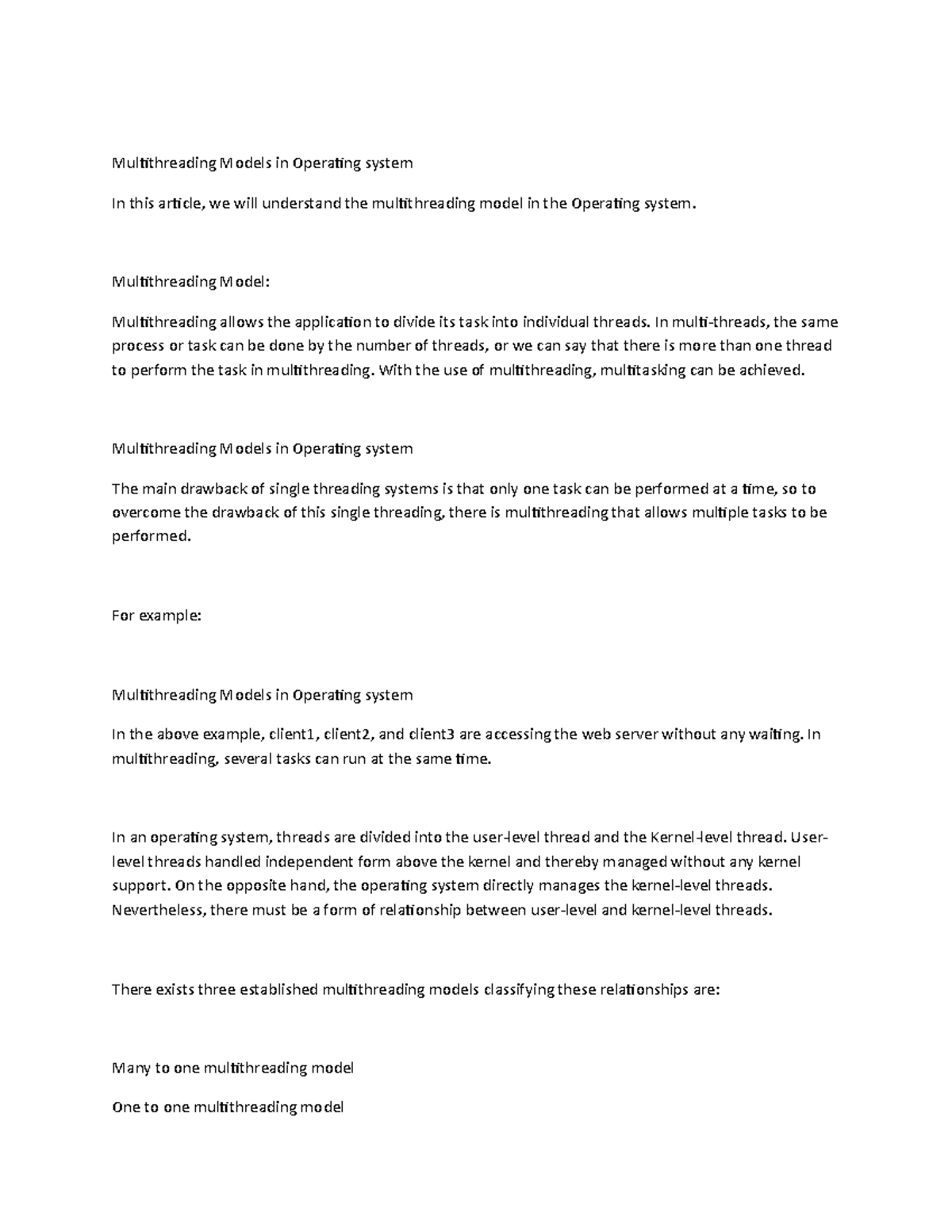 Multithreading-WPS Office - Multithreading Models in Operating system ...