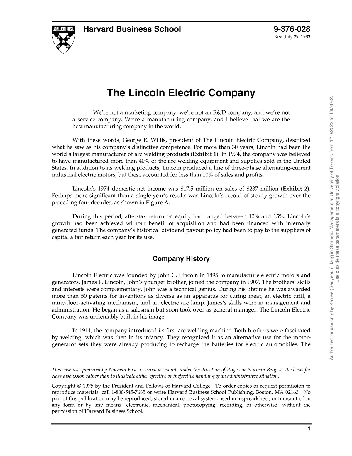 lincoln electric harvard case study