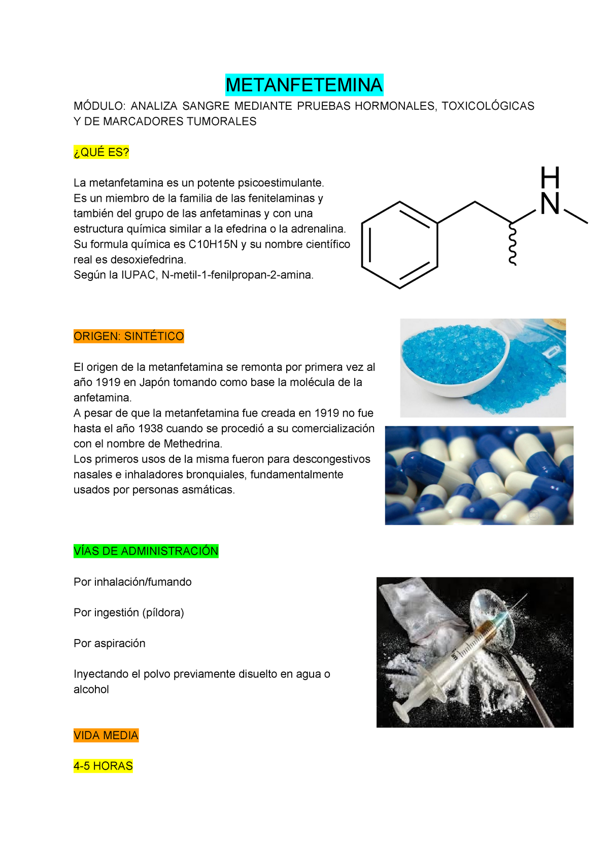 estructura de anfetamina vs metanfetamina