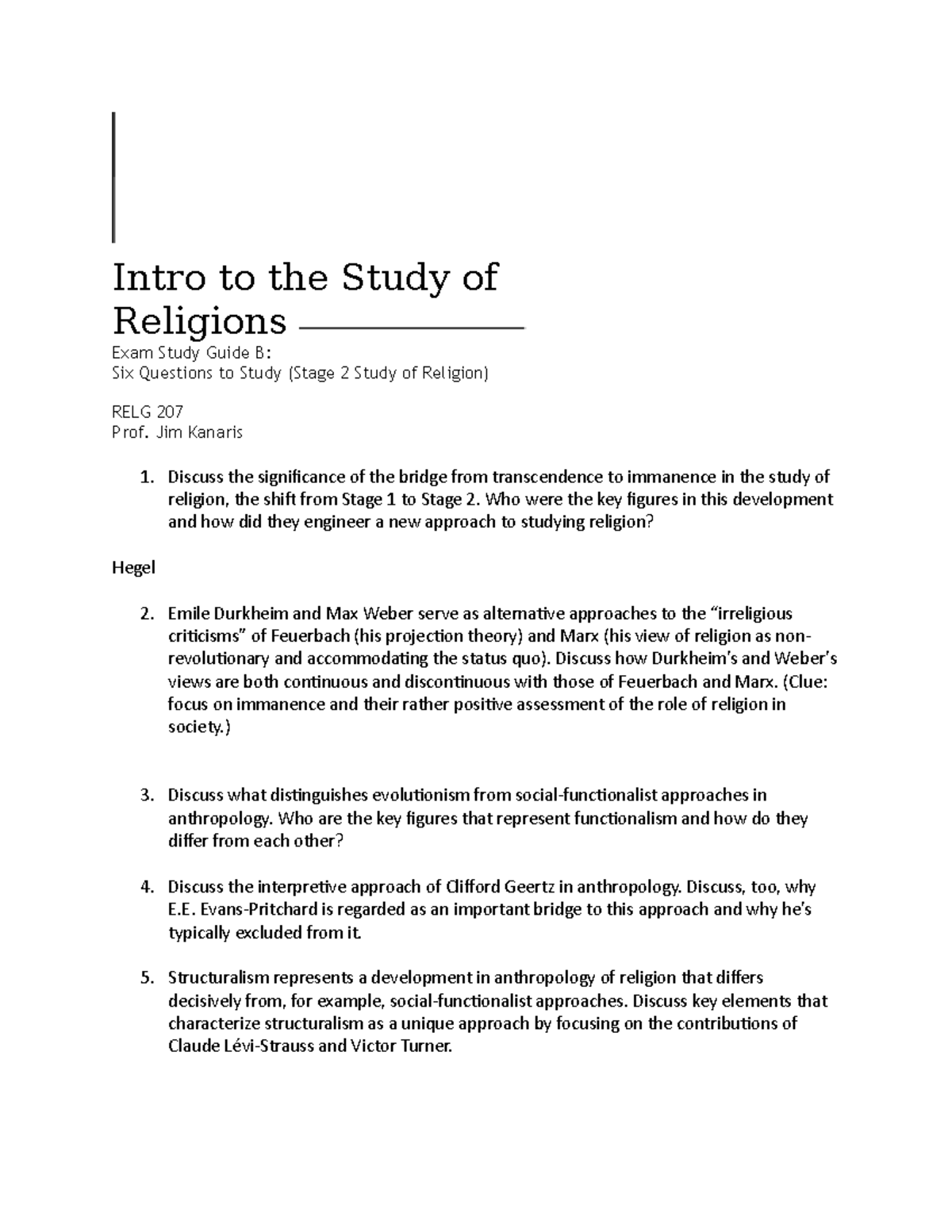 Exam Study Guide - Intro To The Study Of Religions Exam Study Guide B ...