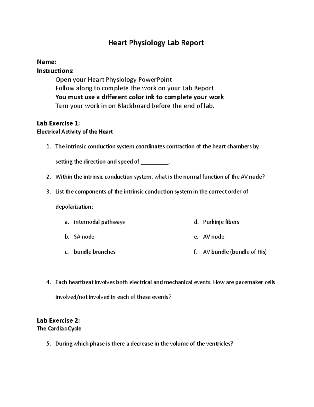 Heart Physiology Lab Report Heart Physiology Lab Report Name