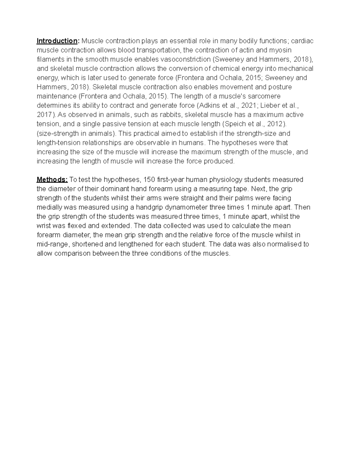 Practical Abstract-Human Physiology - Introduction: Muscle contraction ...