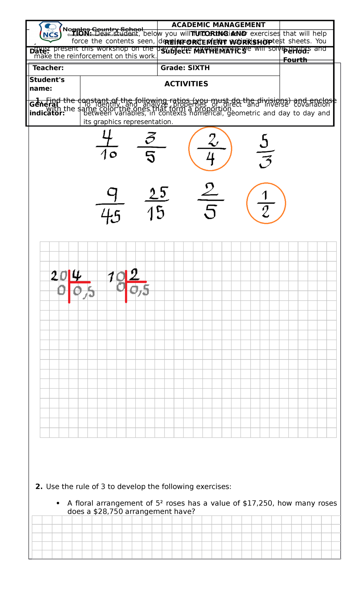 6th Grado - Maths - Tutorial workshop -Fourth Term - PRESENTATION: Dear ...