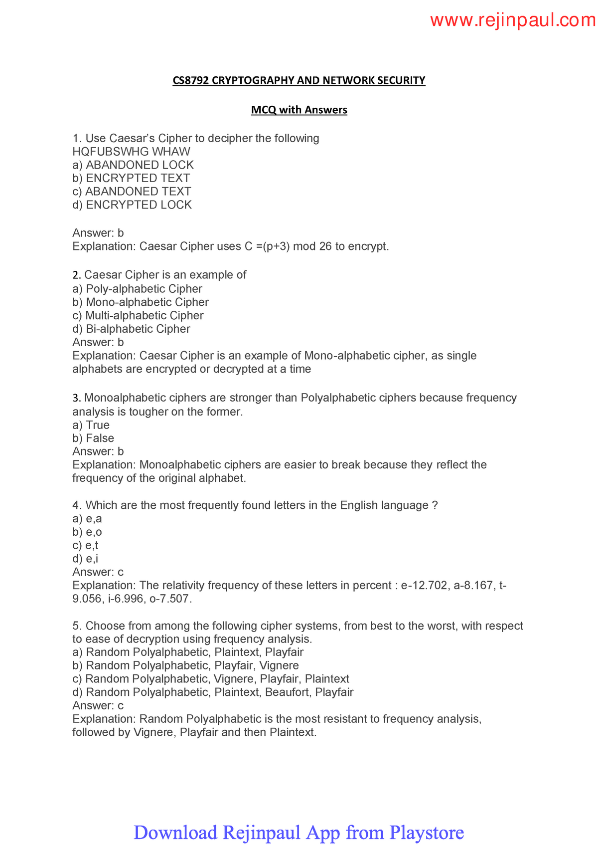 1611815998414 Mcq questions CS8792 CRYPTOGRAPHY AND NETWORK