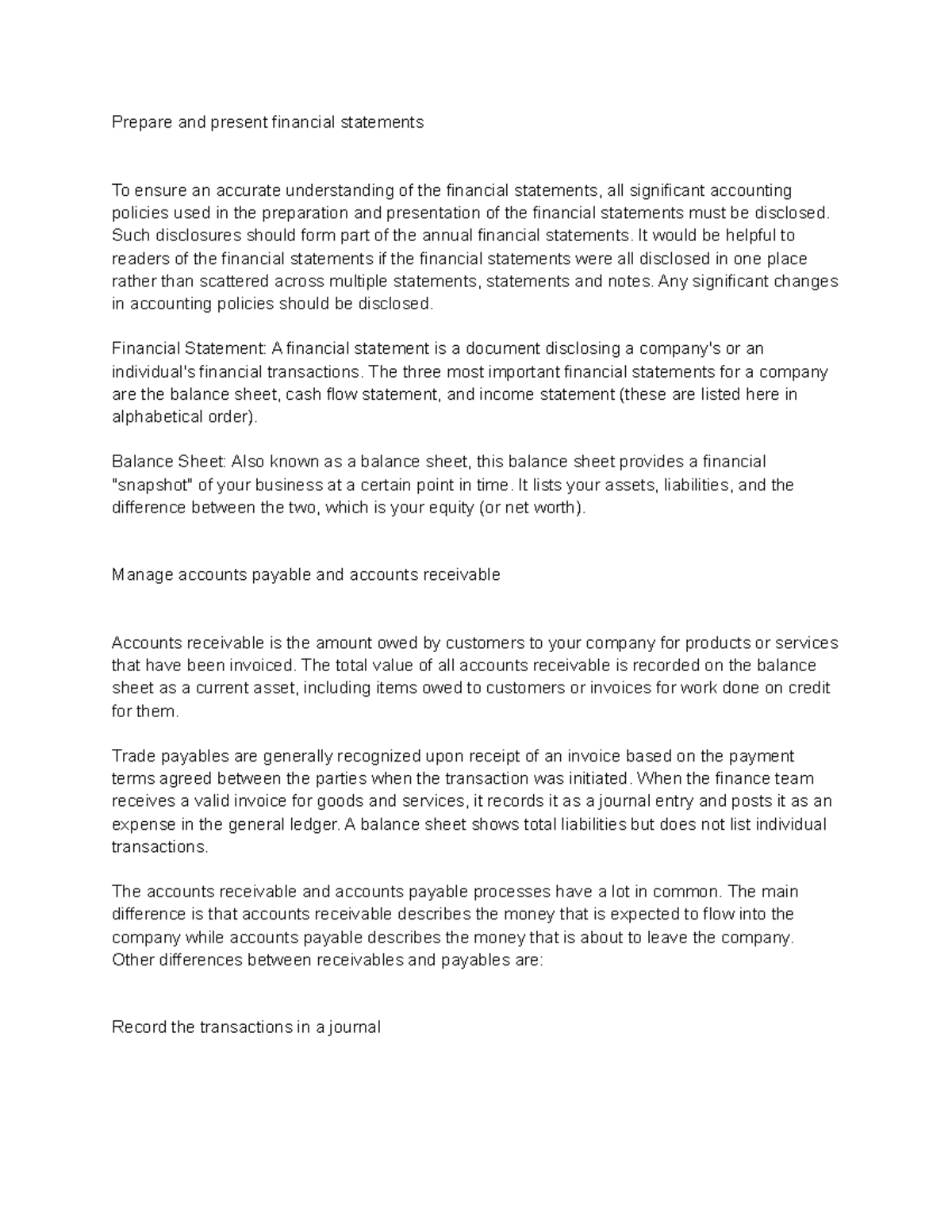 Fundamental concepts of accounting for business transactions prepare