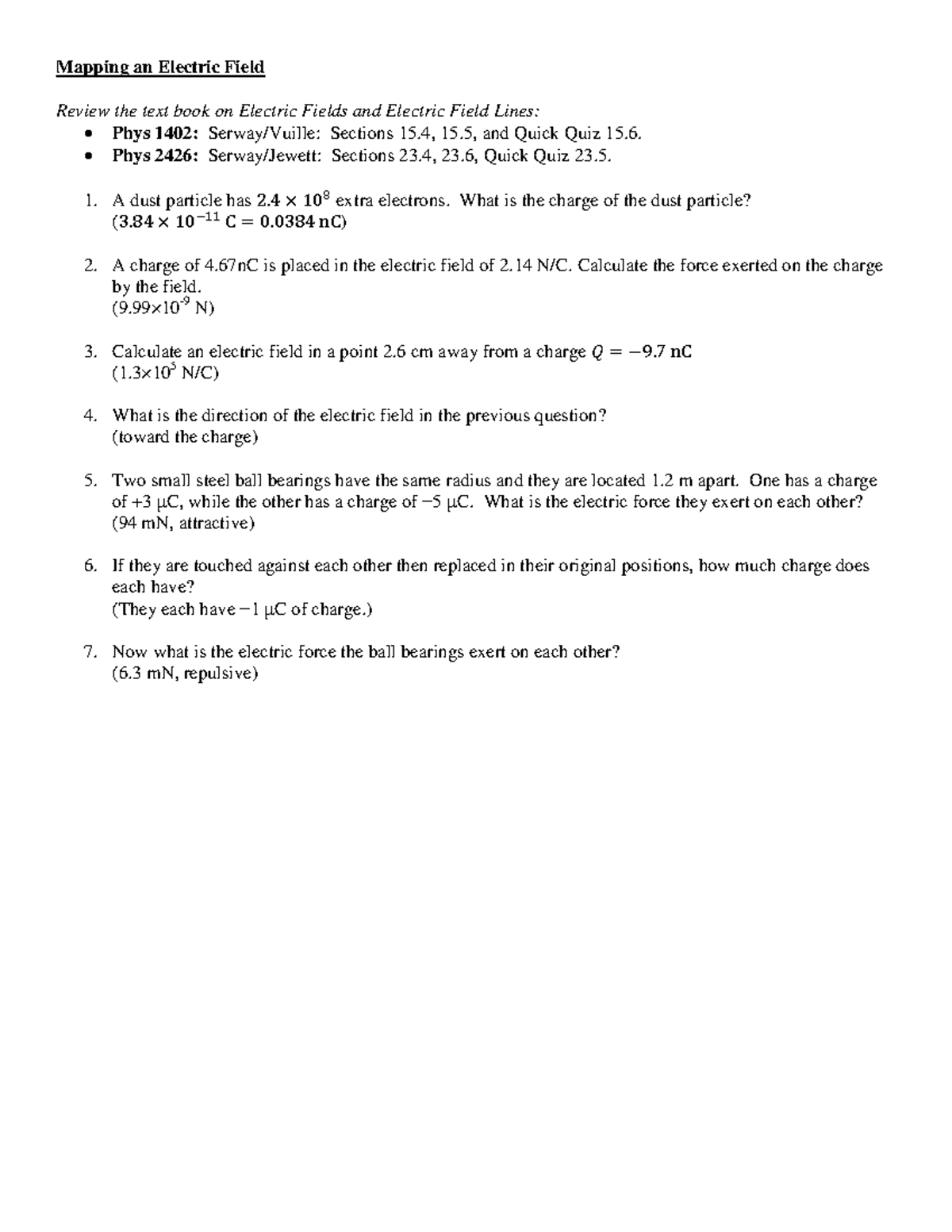 01 Practice Mapping an Electric Field Mapping an Electric Field