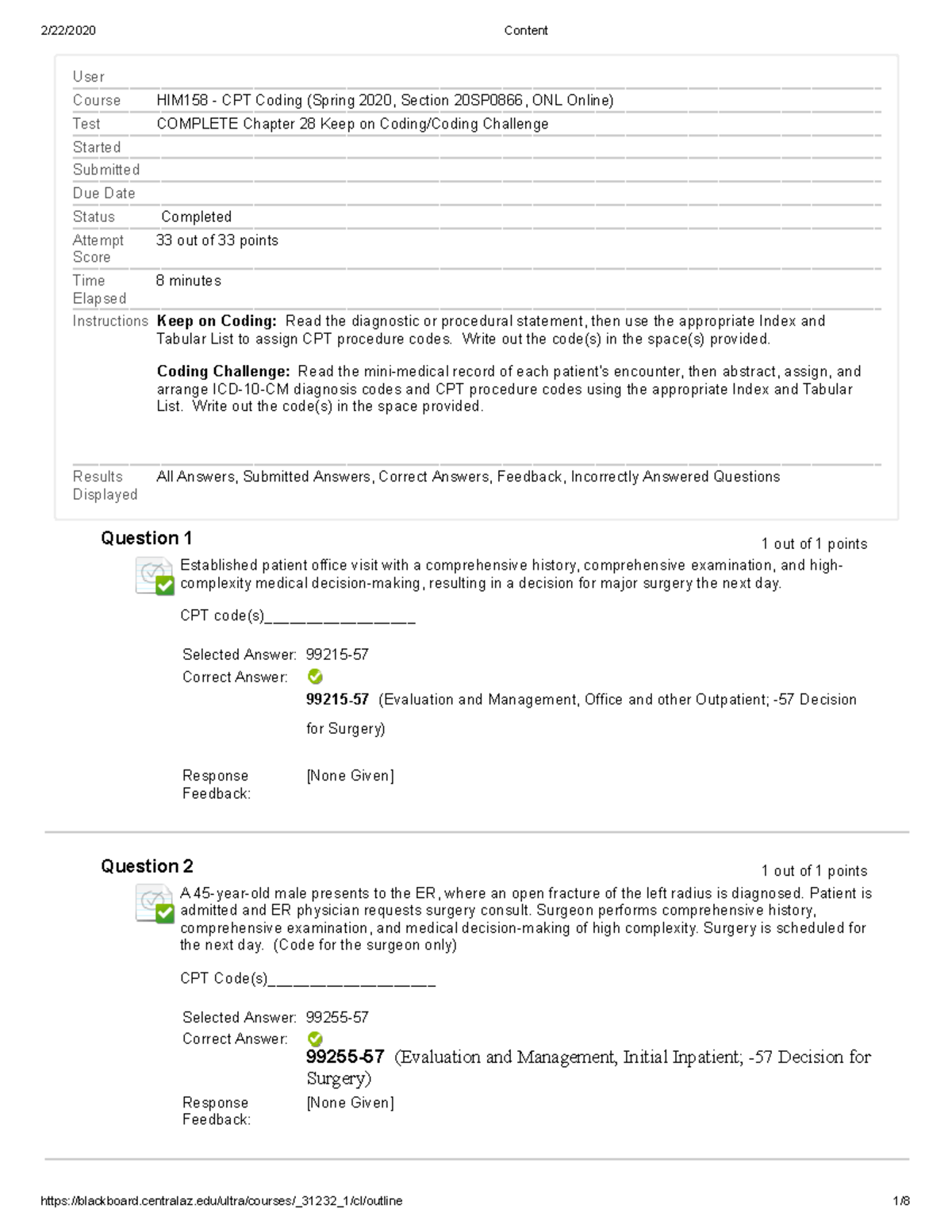 HIM 158 CH28 Coding - practice quiz - HIM158 - Studocu