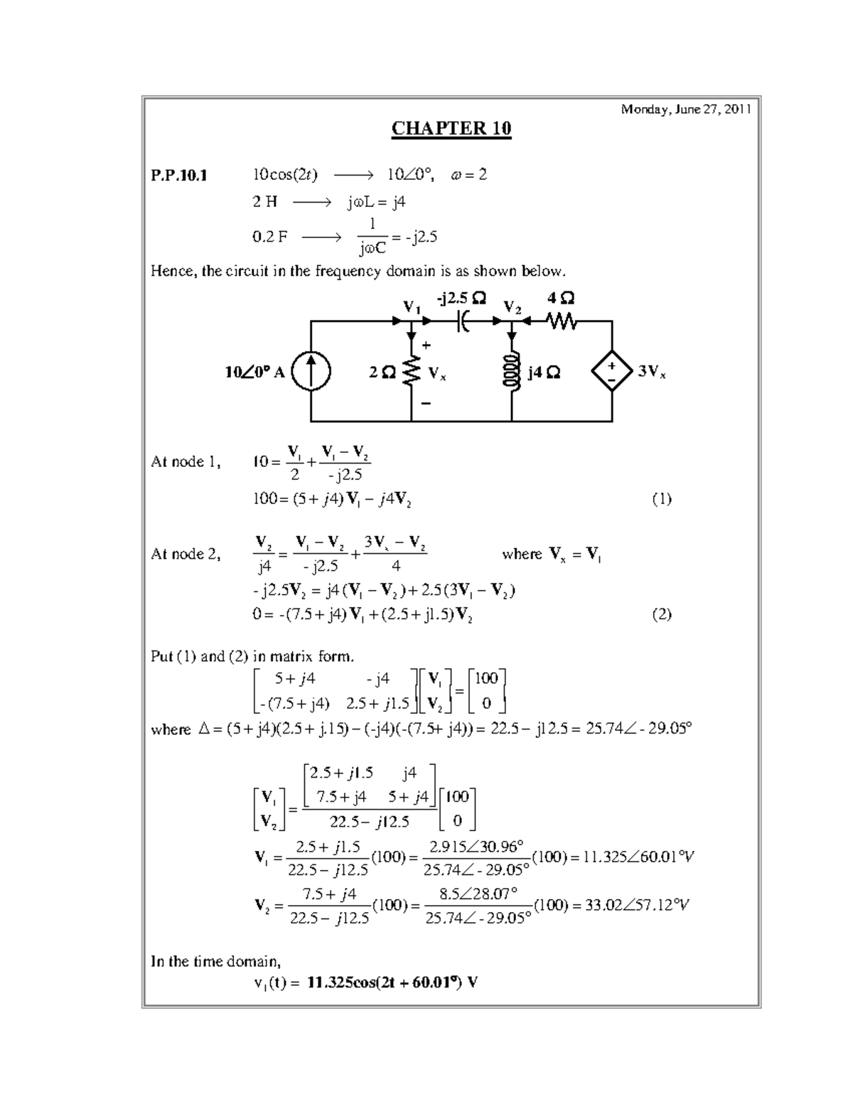 Fundamentals Of Electric Circuit Chapter 10 Solutions - Monday, June 27 ...