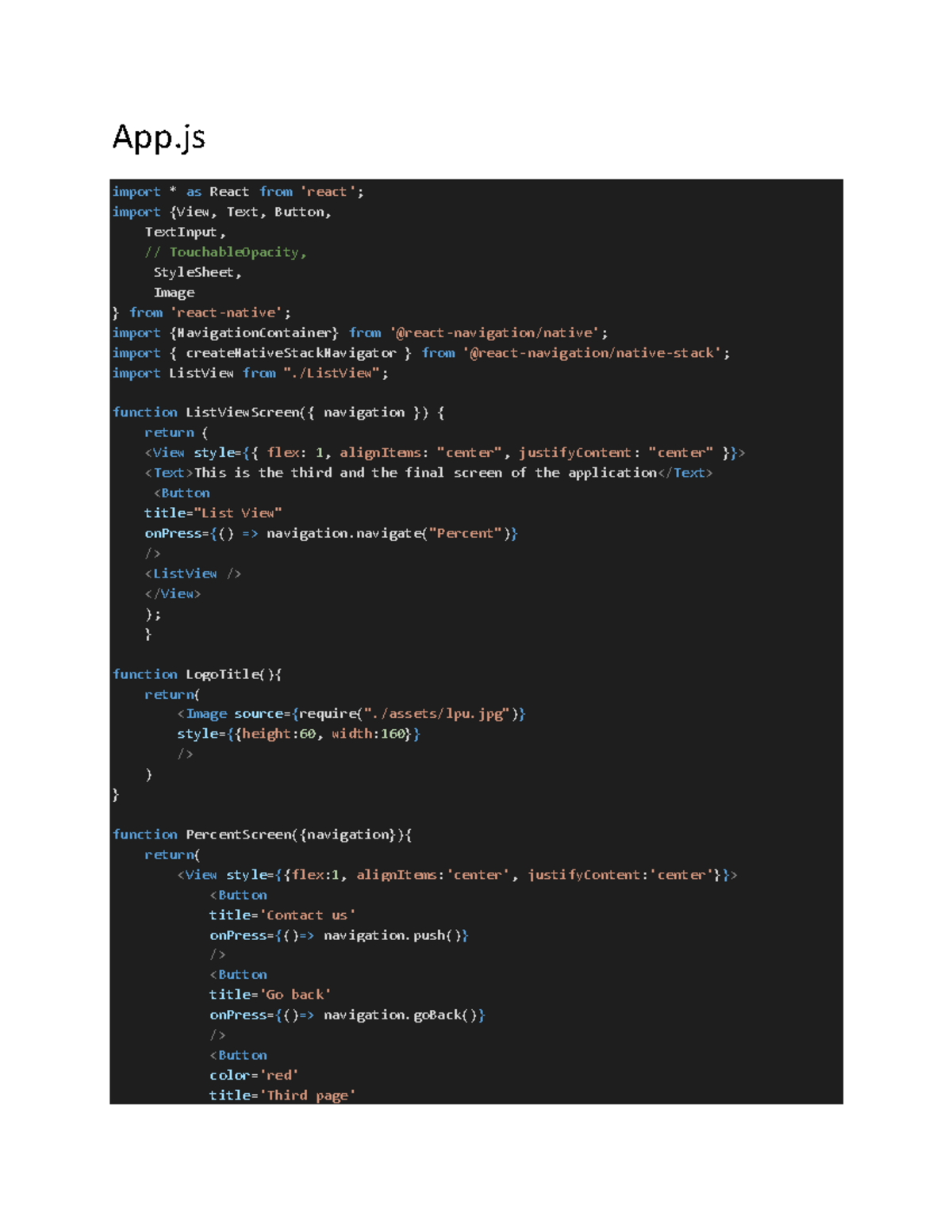 React CA-2 - ojnklmk - App import * as React from 'react'; import {View ...