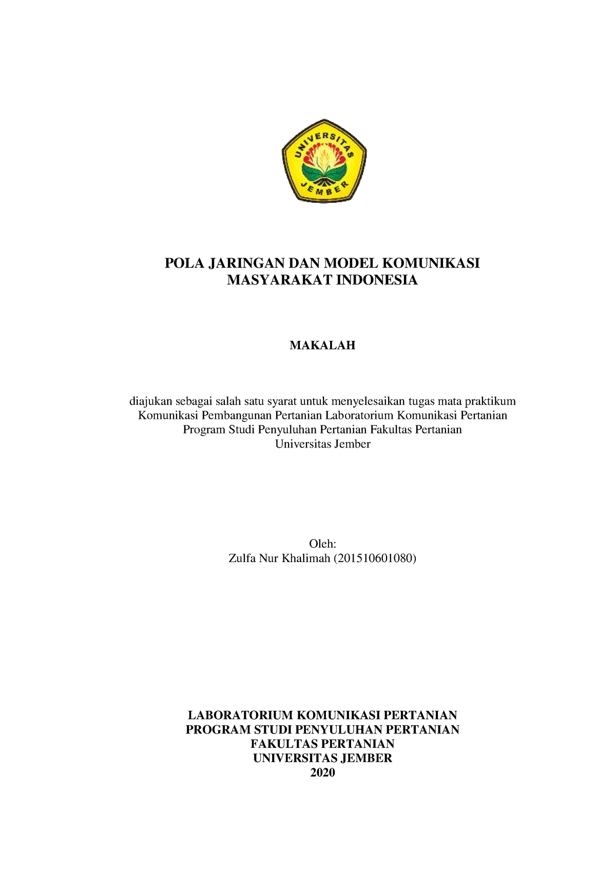 Makalah Pola Jaringan Dan Model Komunikasi - POLA JARINGAN DAN MODEL ...