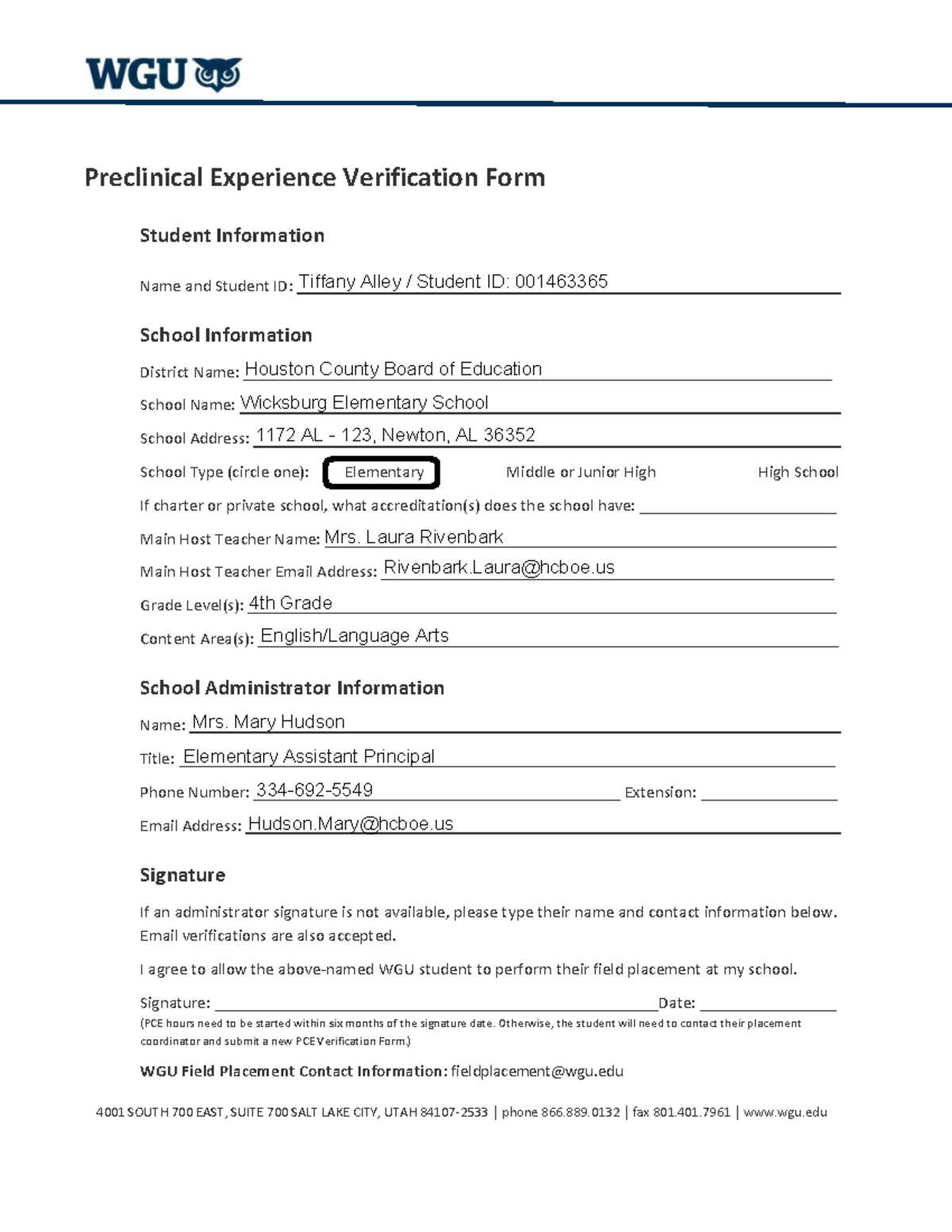 Preclinical Experience Verification Form - 4001 SOUTH 700 EAST, SUITE ...
