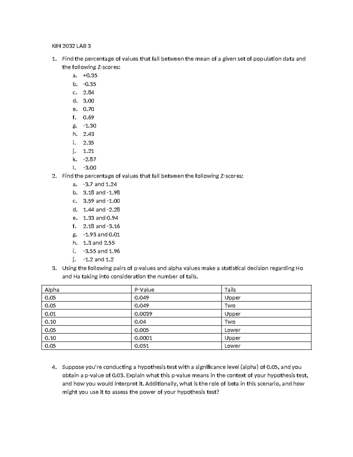 KIN+2032+LAB+3 - lecture notes - KIN 2032 LAB 3 Find the percentage of ...