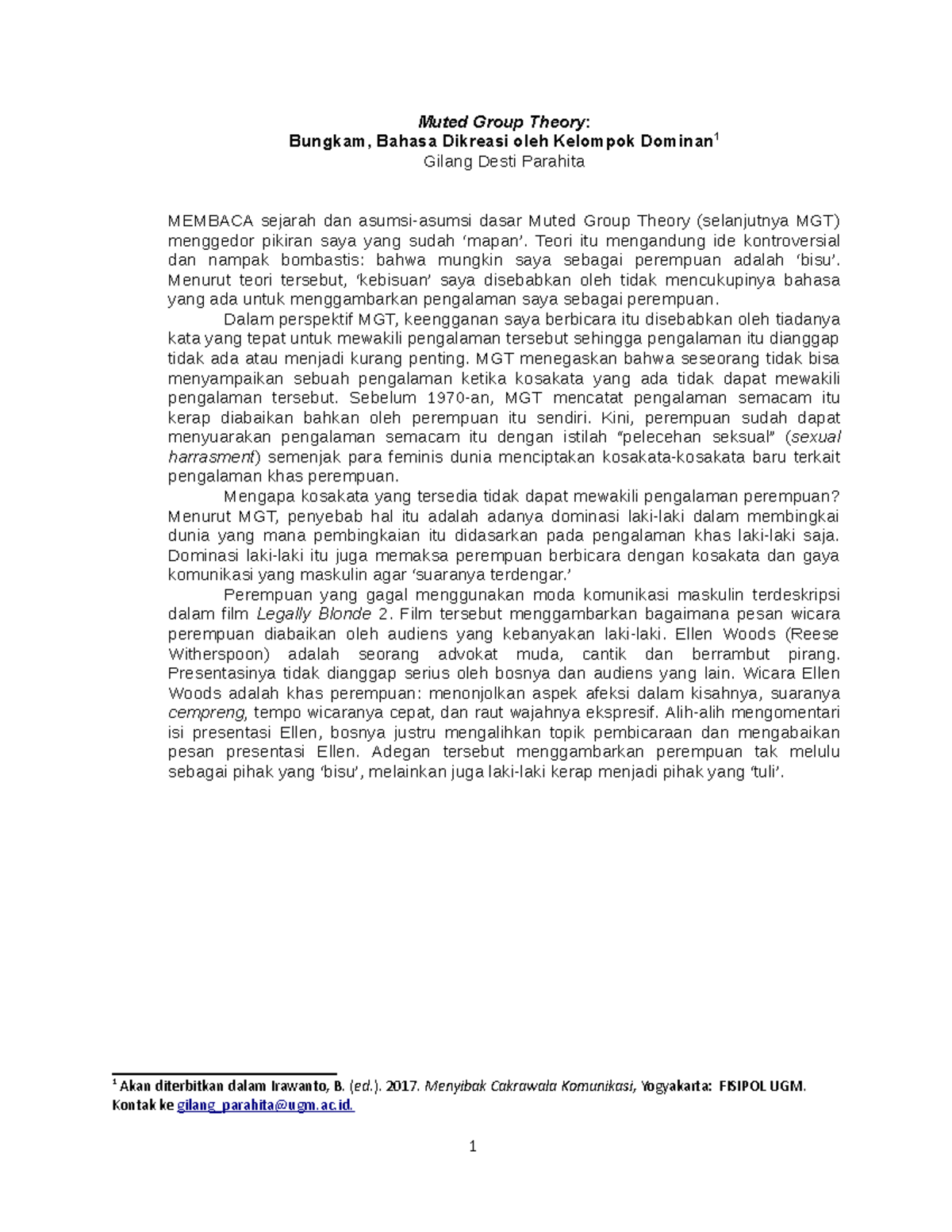 Muted Group Theory assignment 1 Muted Group Theory Bungkam, Bahasa