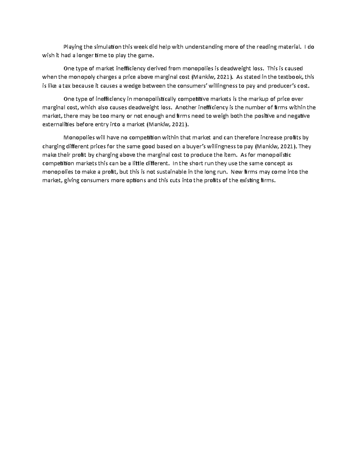 Module 6 Discussion Grade A Playing The Simulation This Week Did