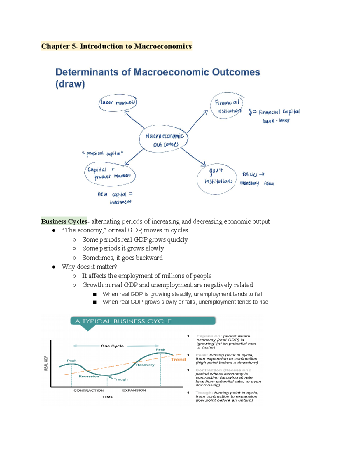 Econ 213-Exam 1 Notes - Chapter 5- Introduction To Macroeconomics ...