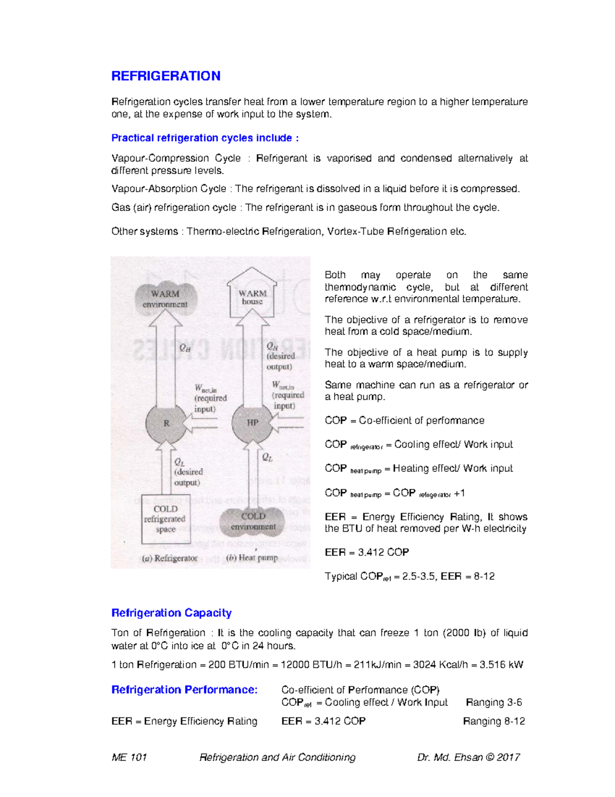 ME101 Refrigeration & Air conditioning Lecture 5 by buet Introduction