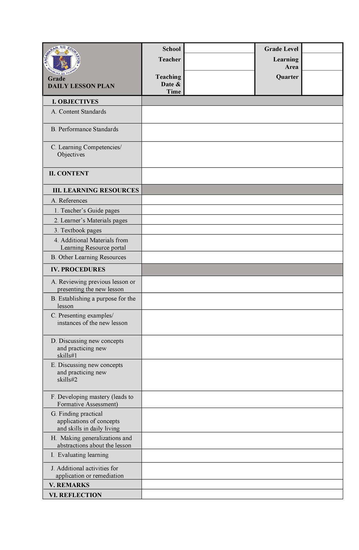 dlp-template-practice-grade-daily-lesson-plan-school-grade-level