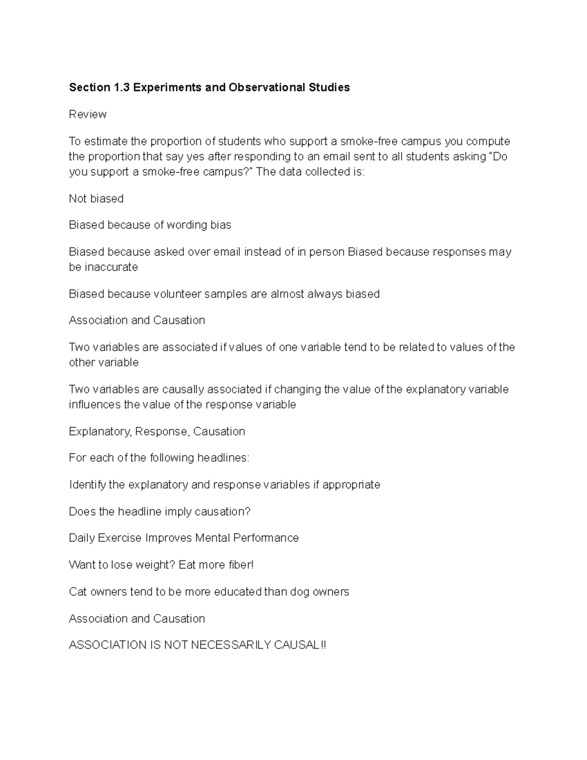 chapter 12 experiments and observational studies answers