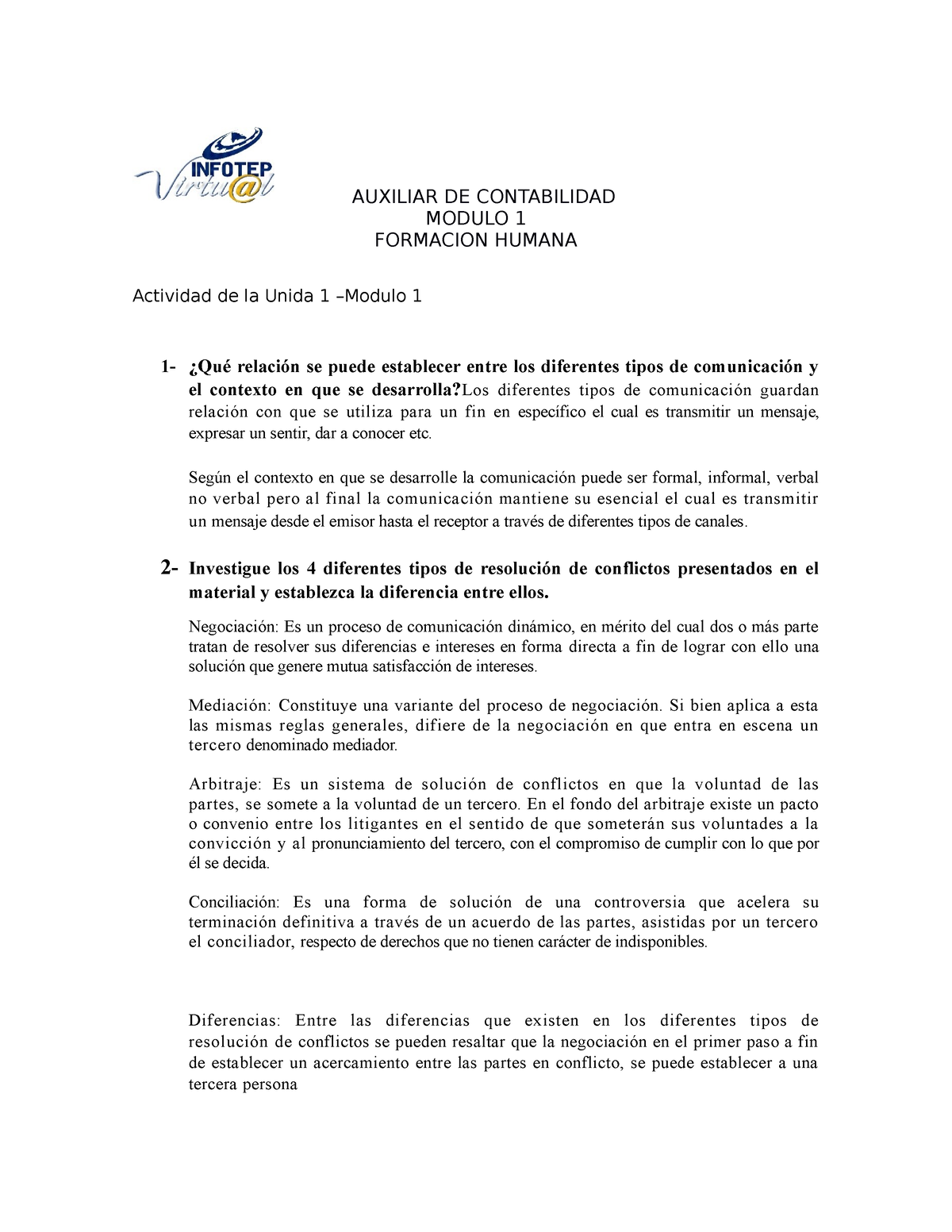 Infotep Actividad 1-modulo 1 Contabilidad - AUXILIAR DE CONTABILIDAD ...